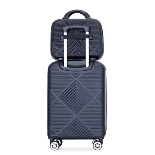 Spinner Wheels, 2Piece Suitcase ABS Zateety Sets BLACK , Lightweight Luggage
