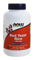 Supplements, Made NOW Rice, 600 Rice Veg mg, Organic Red Red with Yeast Capsules 240 Yeast