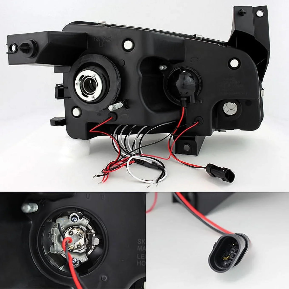 '- Dodge Dark Eye AKKON Red + Smoked Smoked 2009-2010 For Projector Headlights Angel Tail Halo Lights LED Lamp Charger