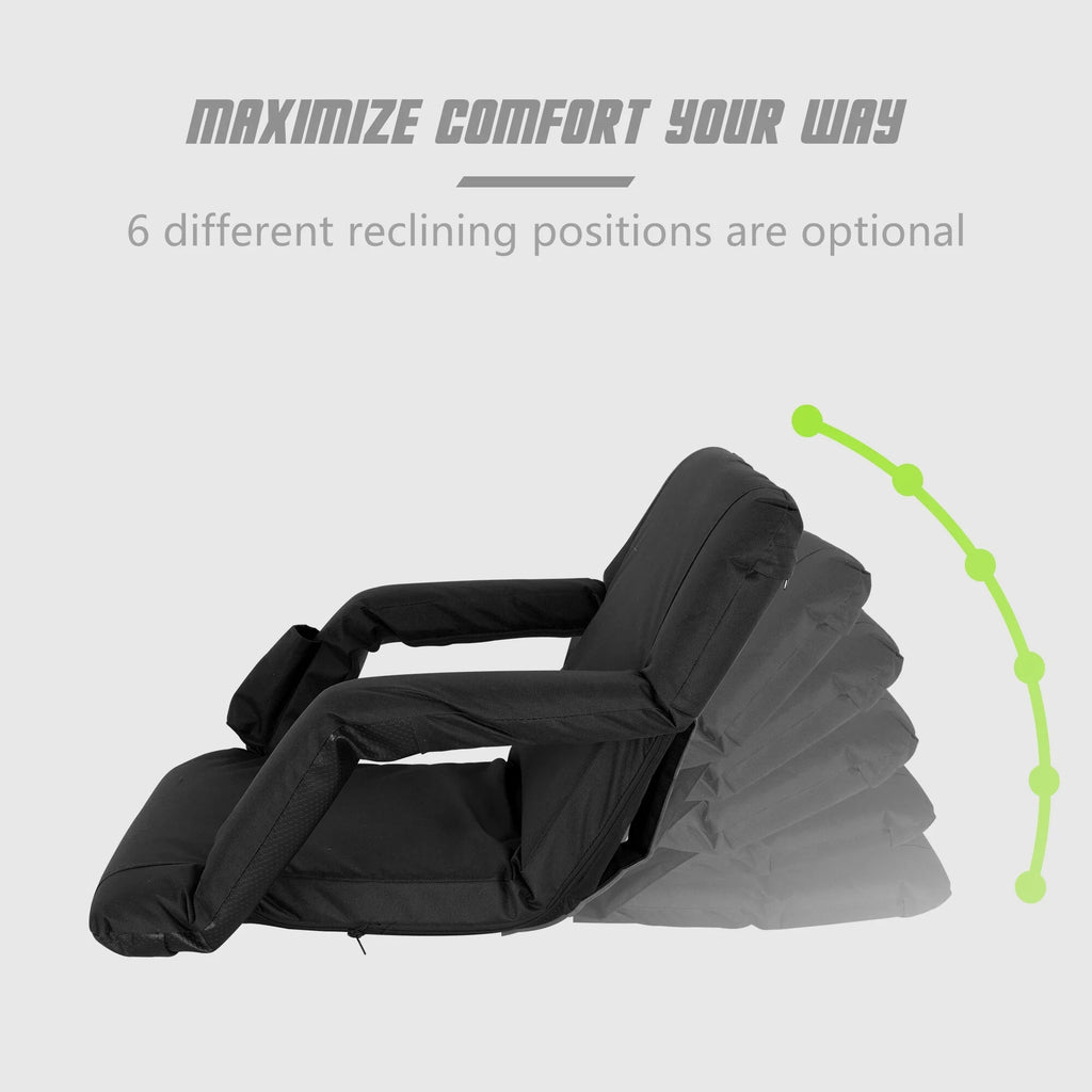 Portable Chair Black Seat for Waterproof, Stadium 6 Seat HomGarden Folding Reclining Bleachers,