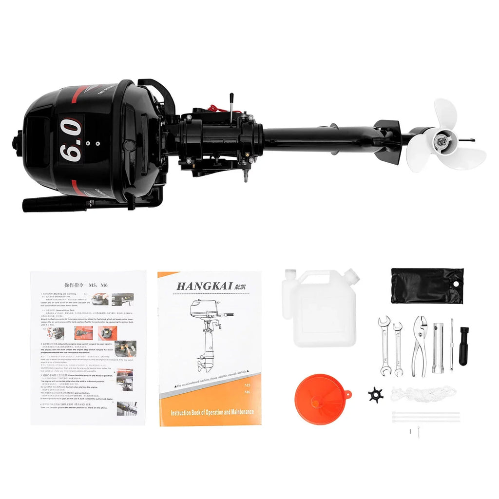 Engine CNCEST Inflatable Outboard 2-Stroke System Water Boat Motor Fishing Motor Hp 6 Cooling