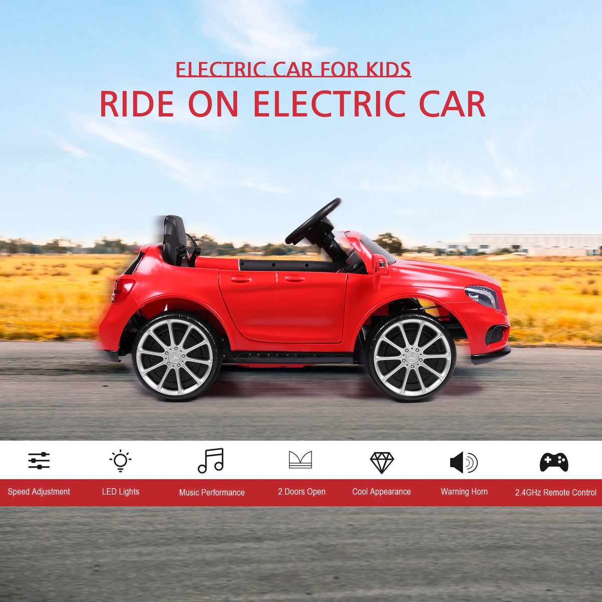 Licensed on Remote Music Age Car Red Kids Child, Control Mercedes Lights Ride 6V Benz W/ TOBBI 3-6