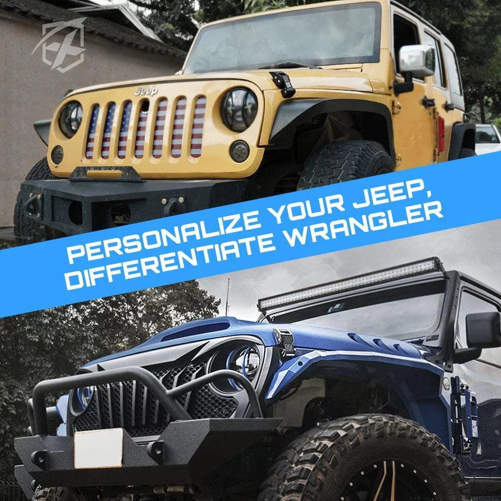 Wrangler JK Aluminum U.S. Xprite Flag Kit 2018+ & Hood Jeep Black Jeep 2007-2018 with JL for Latch Wrangler
