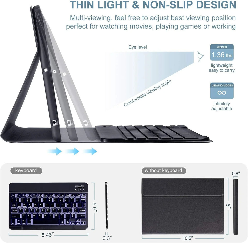 3rd (2017) for VOWUBO Case iPad Keyboard (2019), iPad Detachable Magnetically Air Gen 10.5" Pro 10.5"