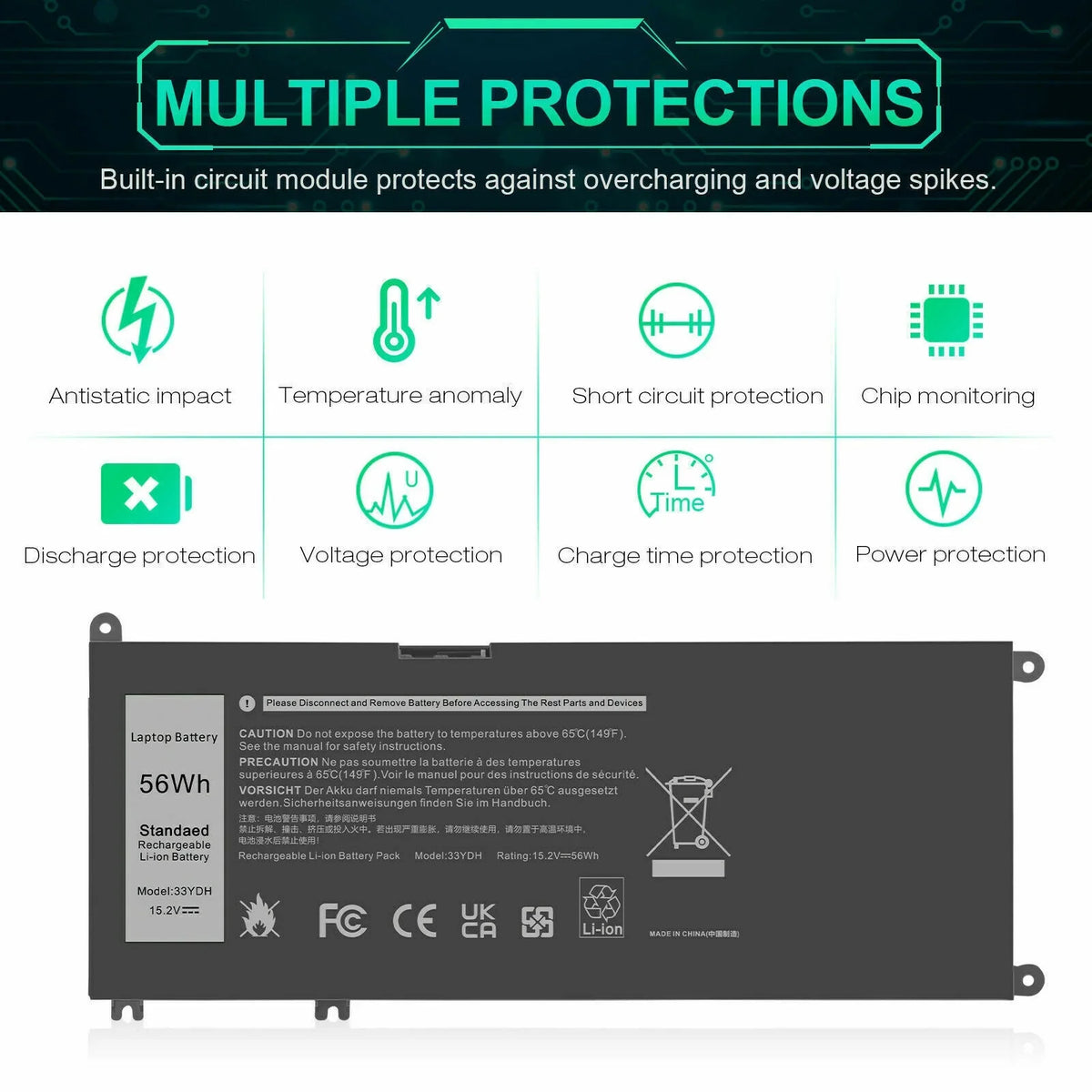 Latitude 3590 Dell 3490 3580 For P30E001 W7NKD 33YDH Laptop 3380 3480 US Battery