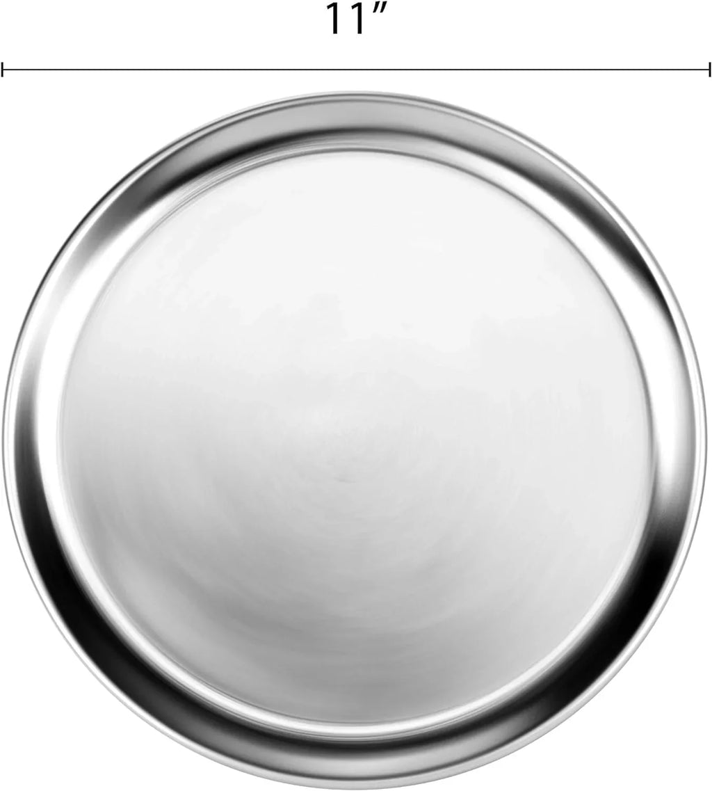 Baking Tray 3 Baking Pizza TrueCraftware- Tray Wide Pan for Set Tray Pizza 11” Kitchen of Round Pan Aluminum Round Home Pizza Tray Pizzeria Bakeware Restaurants & Rim-