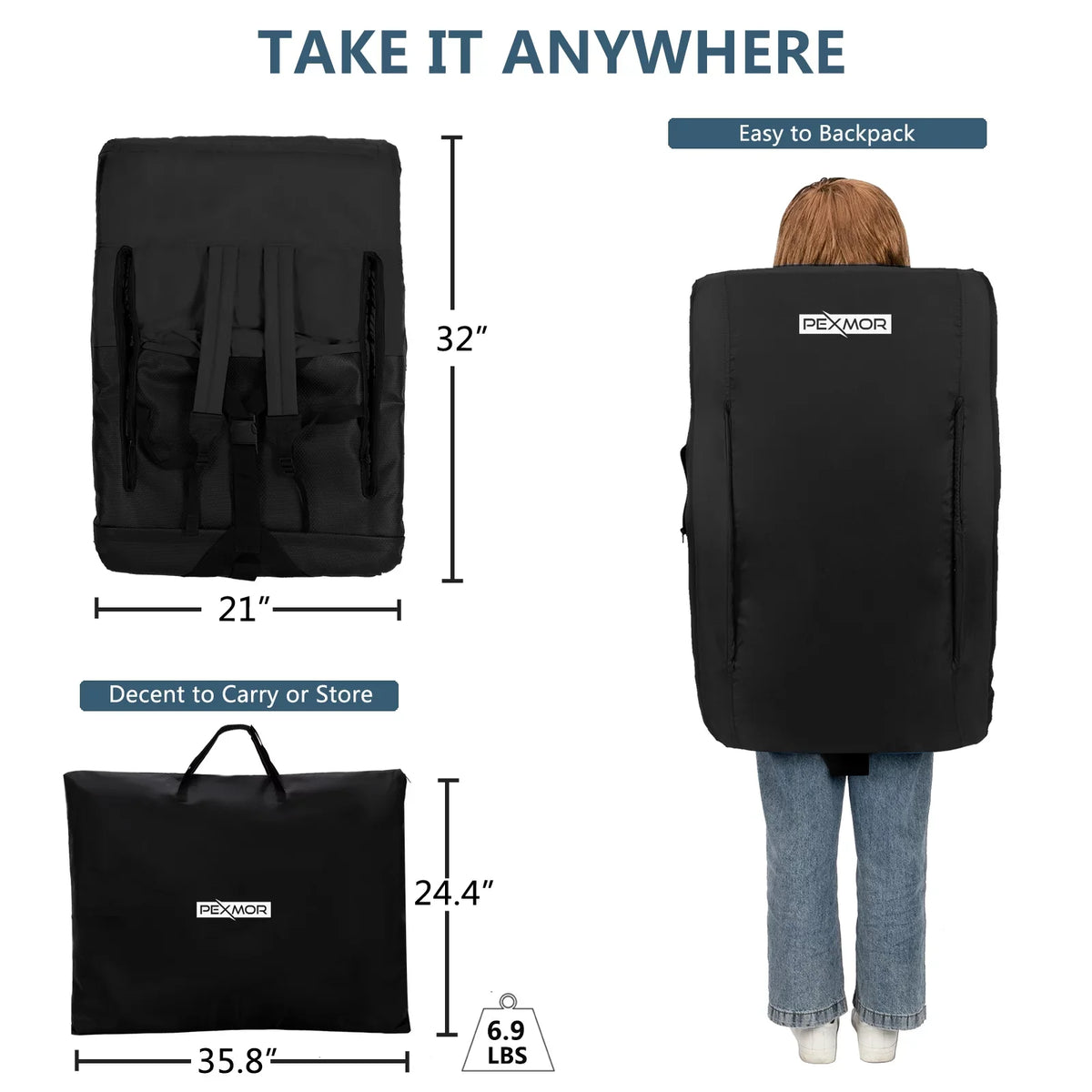 for with Bag, Back PEXMOR Seat Carrying 21'' Support Bleachers Stadium Reclining Width Standard Portable 2-Pack Cushion, &