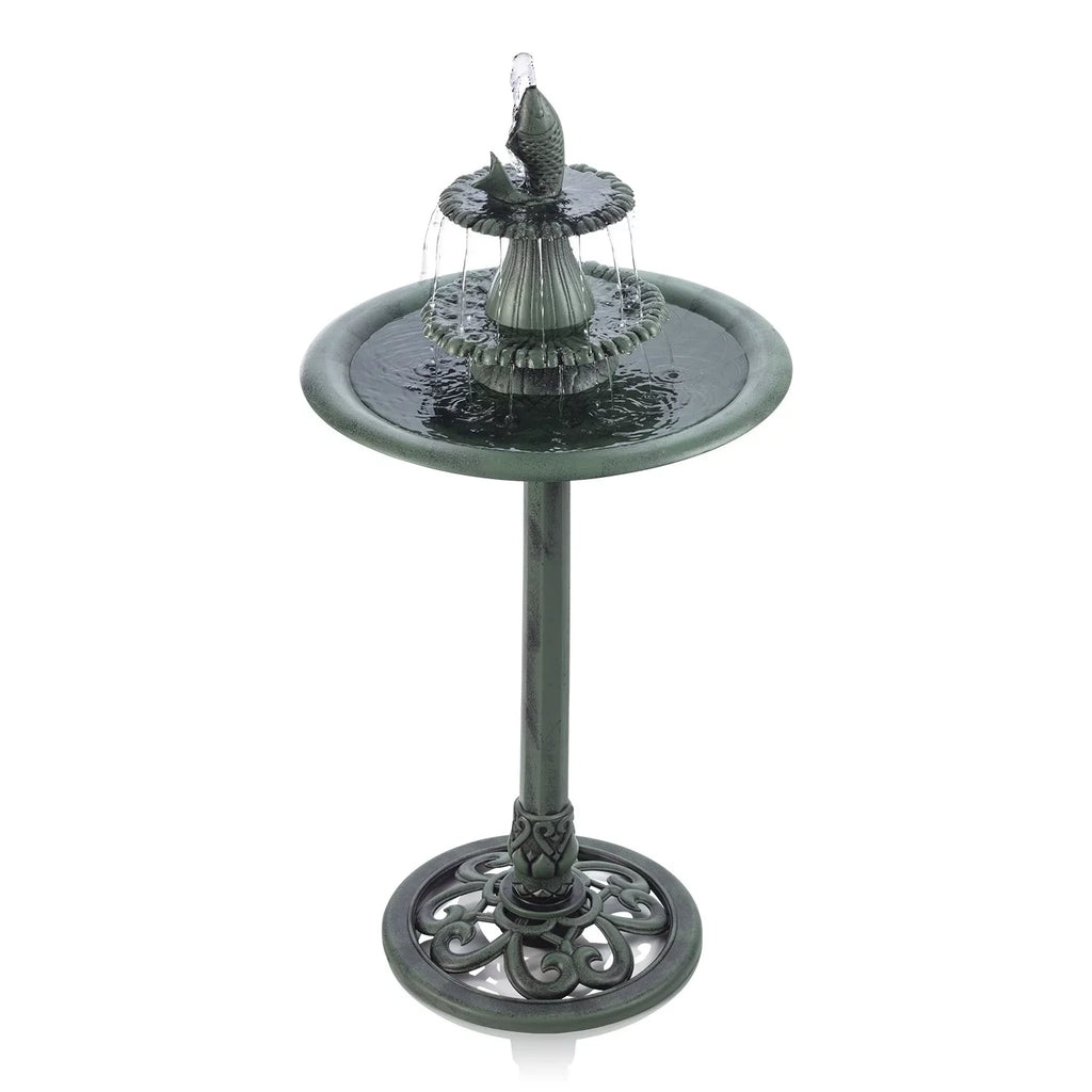 Plastic Bath, Pedestal Fountain Bird Alpine Corporation Green 3-Tier