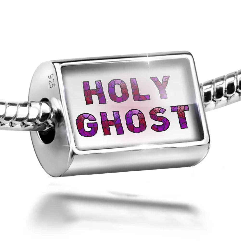Sterling 925 Purple Neonblond Stained Glass Holy Silver Ghost Bead Charm