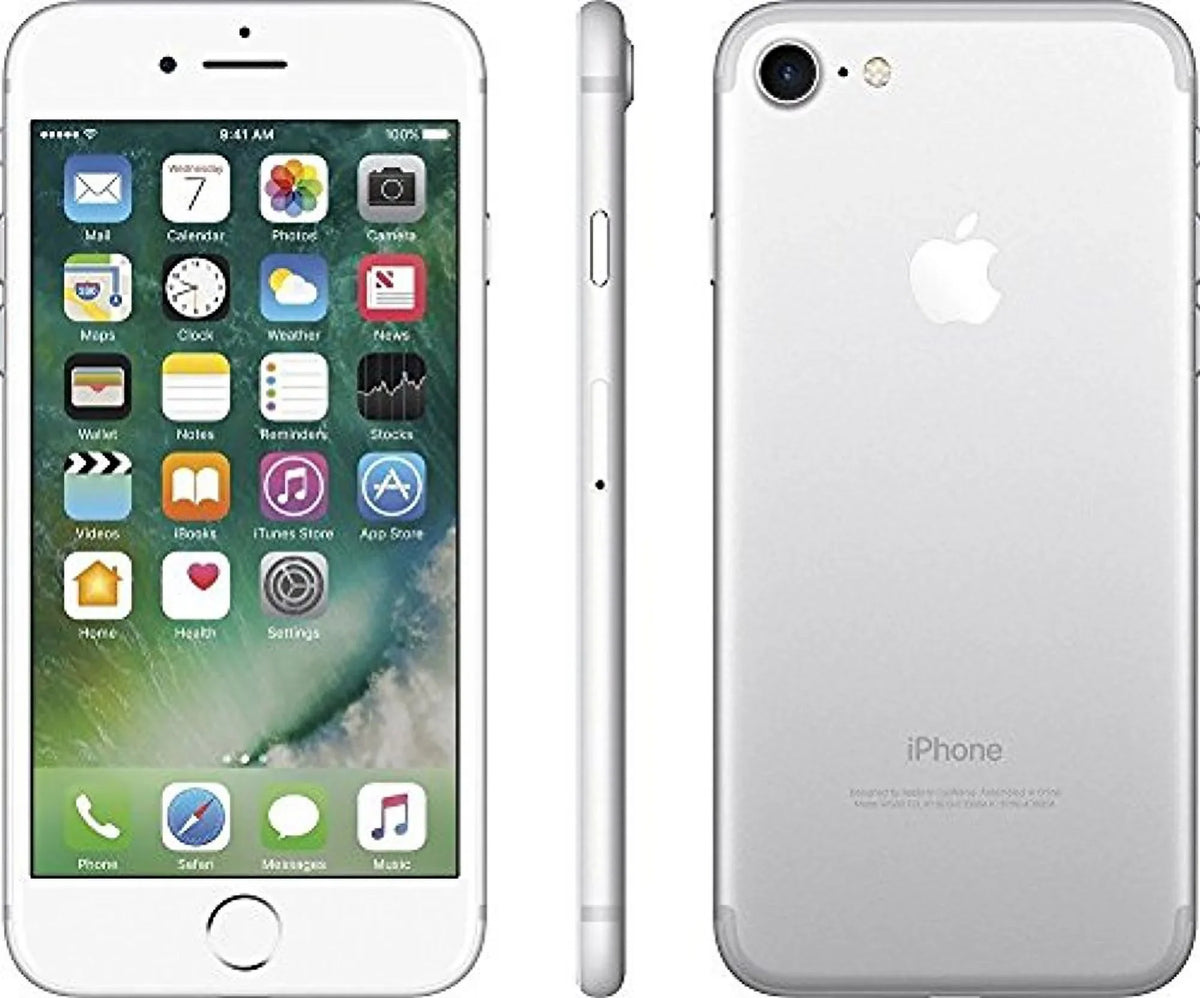 Restored 7 iPhone AT&T (Refurbished) Silver Apple 32GB, -