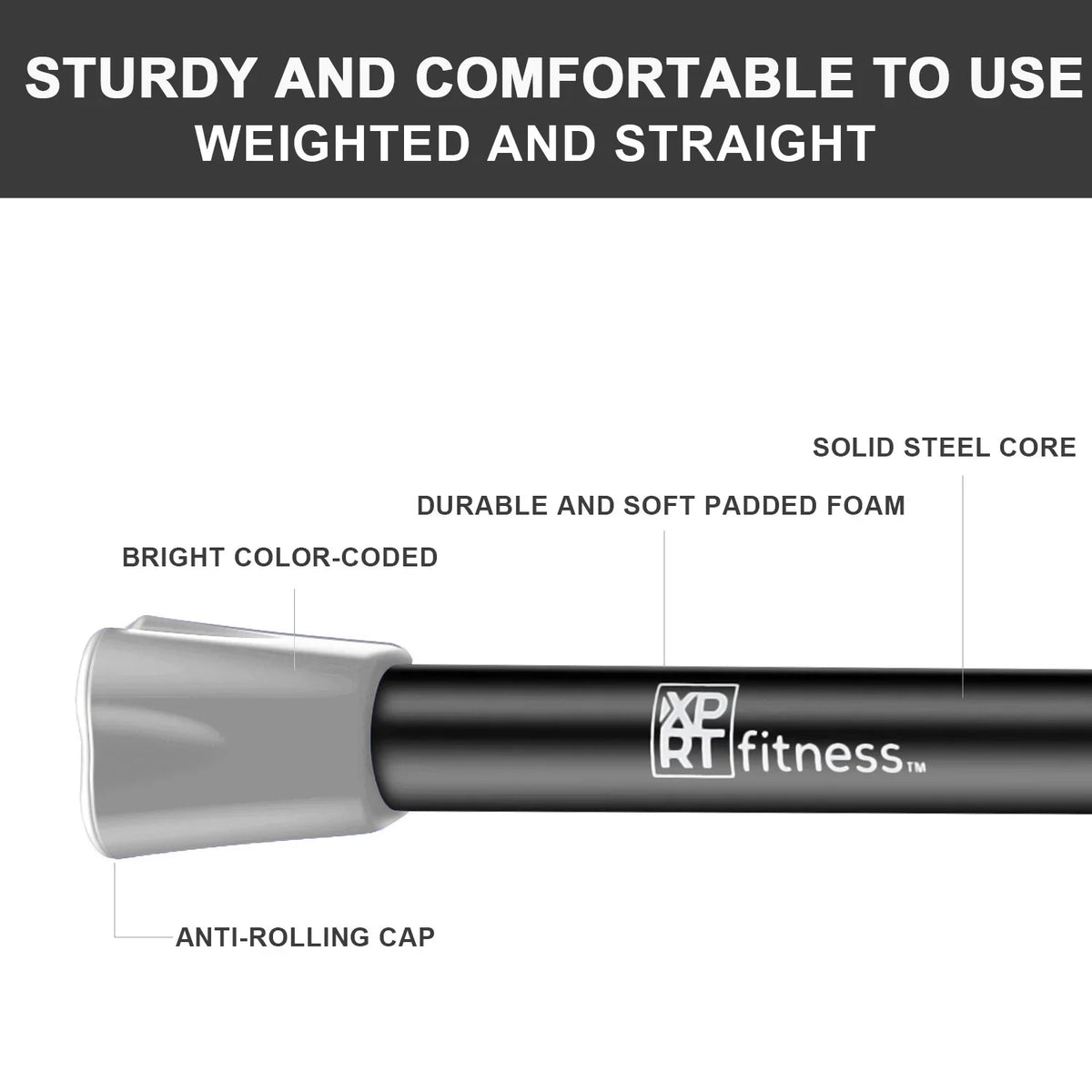 Body Workout Bar Weight With Exercise Fitness Steel Total XPRT Padded Aerobic Foam 5lb+8lb+12lb For