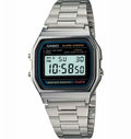 a with and Adjustable Auto and Classic Casio Stopwatch, Calender Resistant with Watch, Stainless Clasp Features, Lock, Water Bracelet Digital Steel Men's Alarm