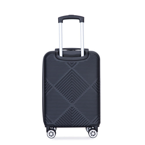 Spinner Wheels, 2Piece Suitcase ABS Zateety Sets BLACK , Lightweight Luggage