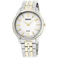 Steel White Seiko Reserve Men's Dial Solar Power Watch Tone Core SUP864 Two