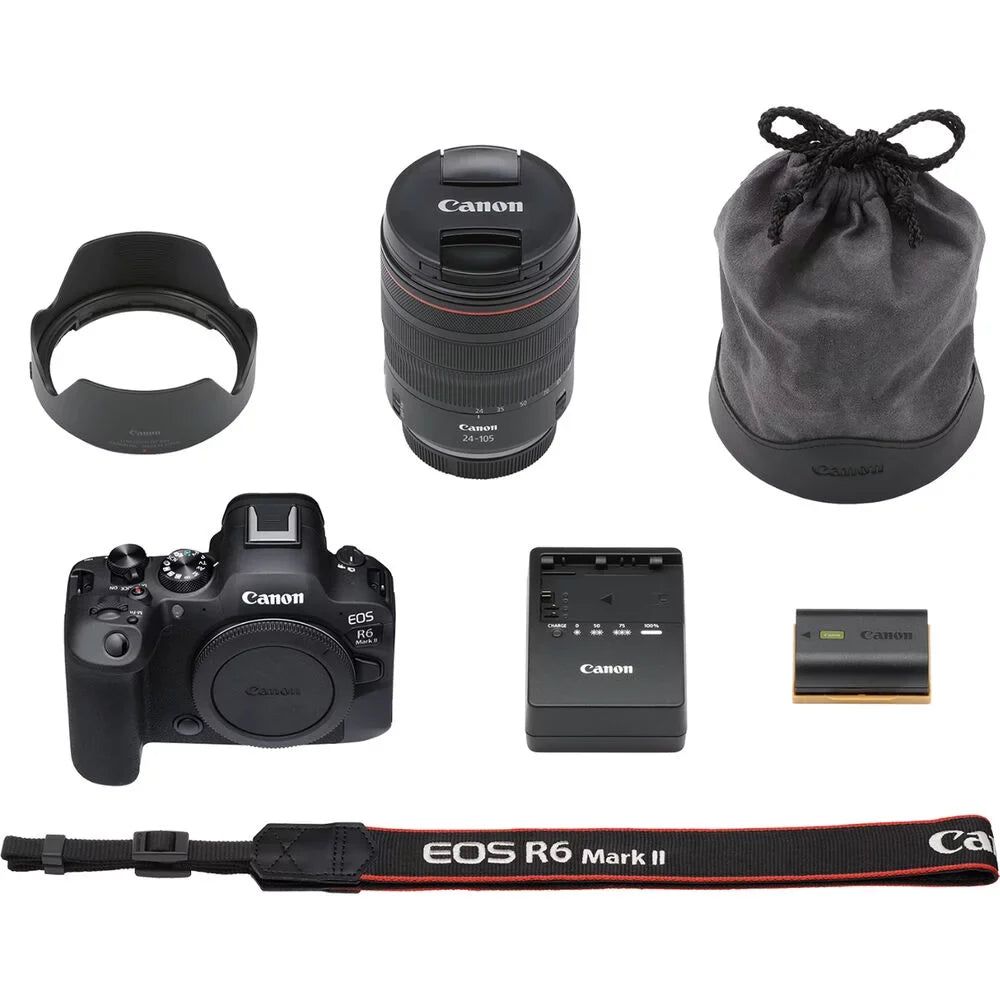 '+ LPE6 (5666C011) + Card with Corel R6 Mark Reader Memory Lens External Camera Card Software 24-105mm Photo + f/4 II + Canon + Case + + More EOS Mirrorless Charger Battery 64GB