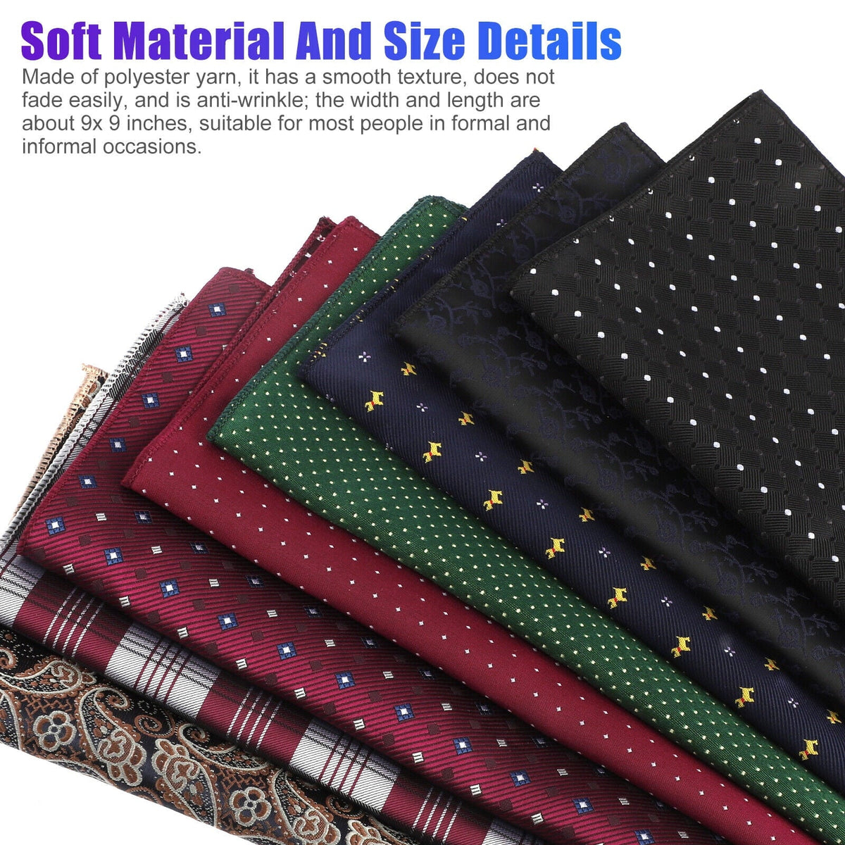 Dot 8PCS Men Square Pocket Floral Party Silk Fashion Handkerchief Hanky Wedding
