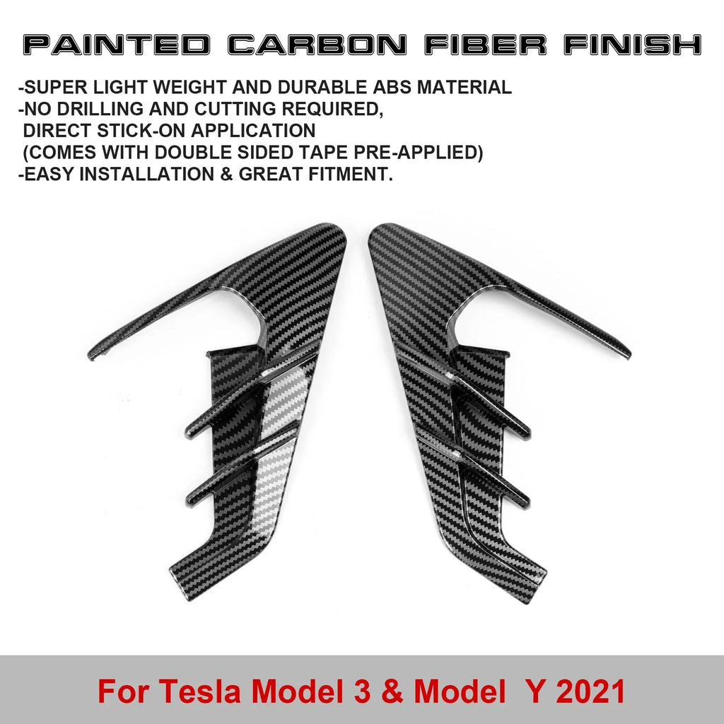Model with Model 3 View Cover Trim, Turn Carbon Marker Tesla Camera Y Xotic Fiber Indicator Side Tech Signal Pattern, Compatible 2021+