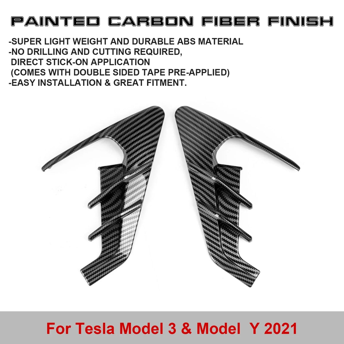 Model with Model 3 View Cover Trim, Turn Carbon Marker Tesla Camera Y Xotic Fiber Indicator Side Tech Signal Pattern, Compatible 2021+