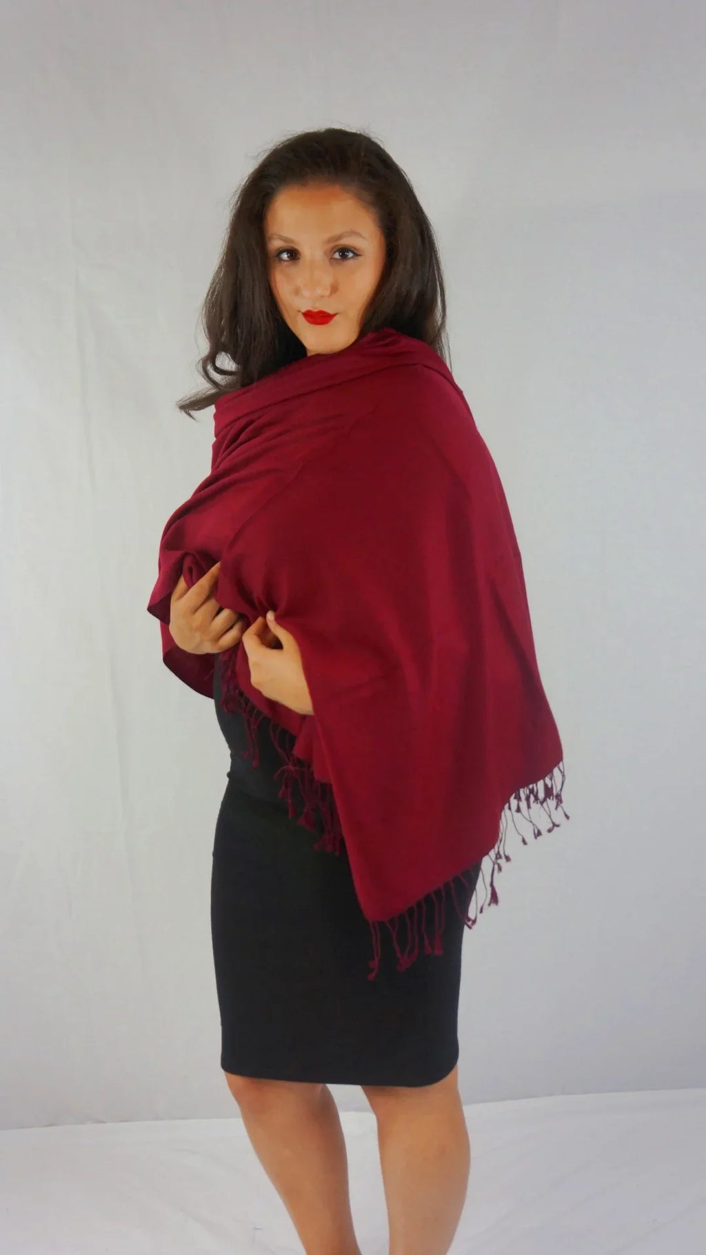 Shawl) (Wine Shawl/Cashmere Scarf/Wool/Silk Shawl/Shawls/Scarf/Scarves/Wrap/Stole/Muffler/Cape/Ruana/Blanket/Throw/Pashmina Red Regular