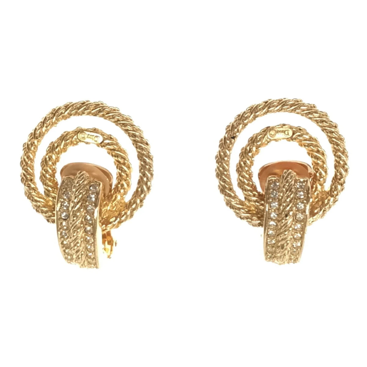 Dior Pre-Owned Earrings Big Christian (Good) Women's Accessories Gold OLD VINTAGE RM2878M Rhinestone ITSRN157RU90