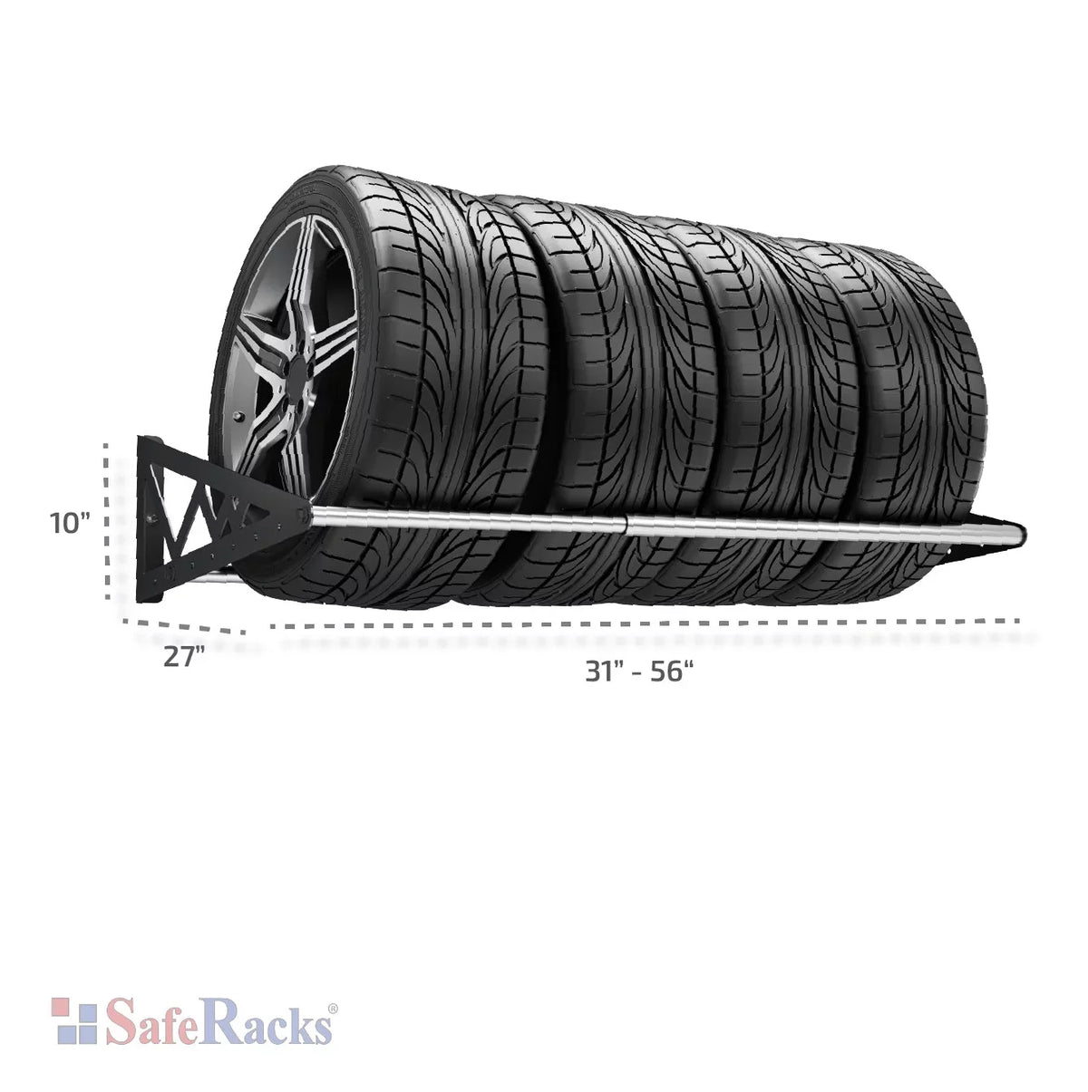 Expands with Capacity, Wall-Mounted Storage Rack inches Tire 400lb 56 SafeRacks to
