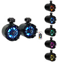 LED Speakers+Remote WB65KLED 600w Black Marine Wakeboard Pair Tower Rockville 6.5"