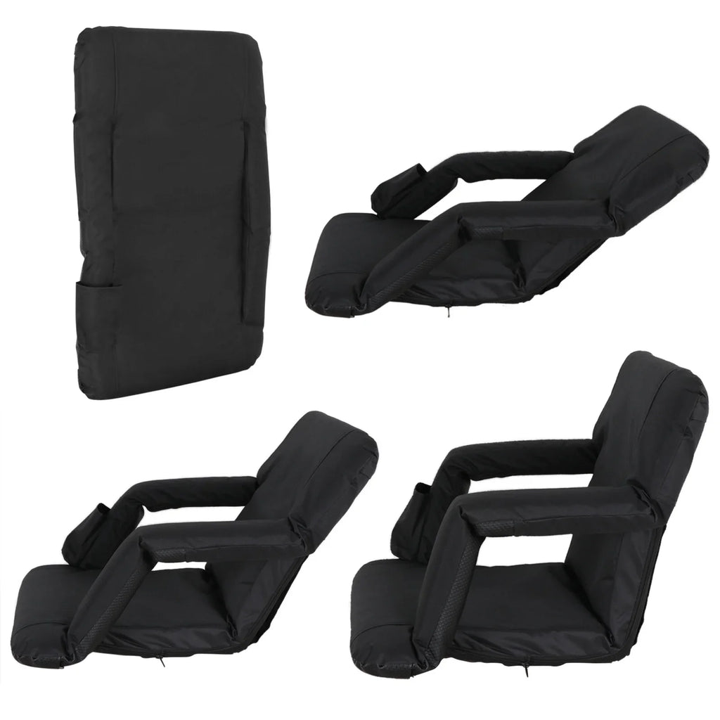 Portable Chair Black Seat for Waterproof, Stadium 6 Seat HomGarden Folding Reclining Bleachers,