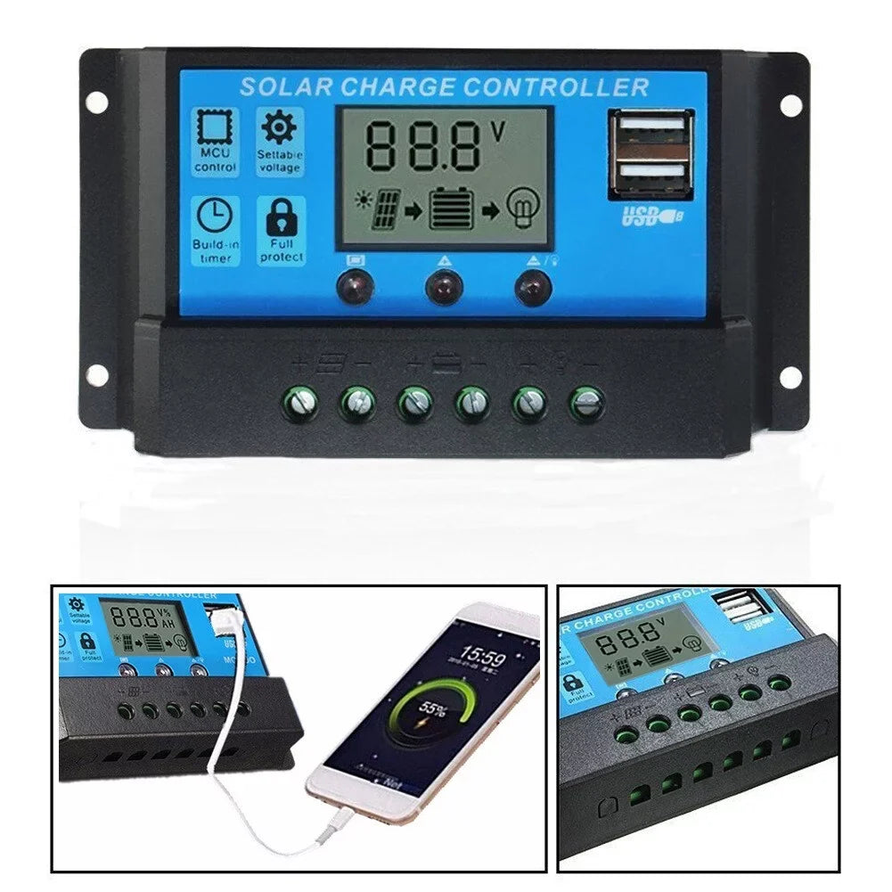 Panel Dual 25w 100a Waterproof Pwm Rer Usb 12/24v 18v Solar Kit With Usb 100a 12/24v Pwm With Charging Solar 100a Solar With plate,Kit Waterproof Rv Solar 12/24v Marine Pwm