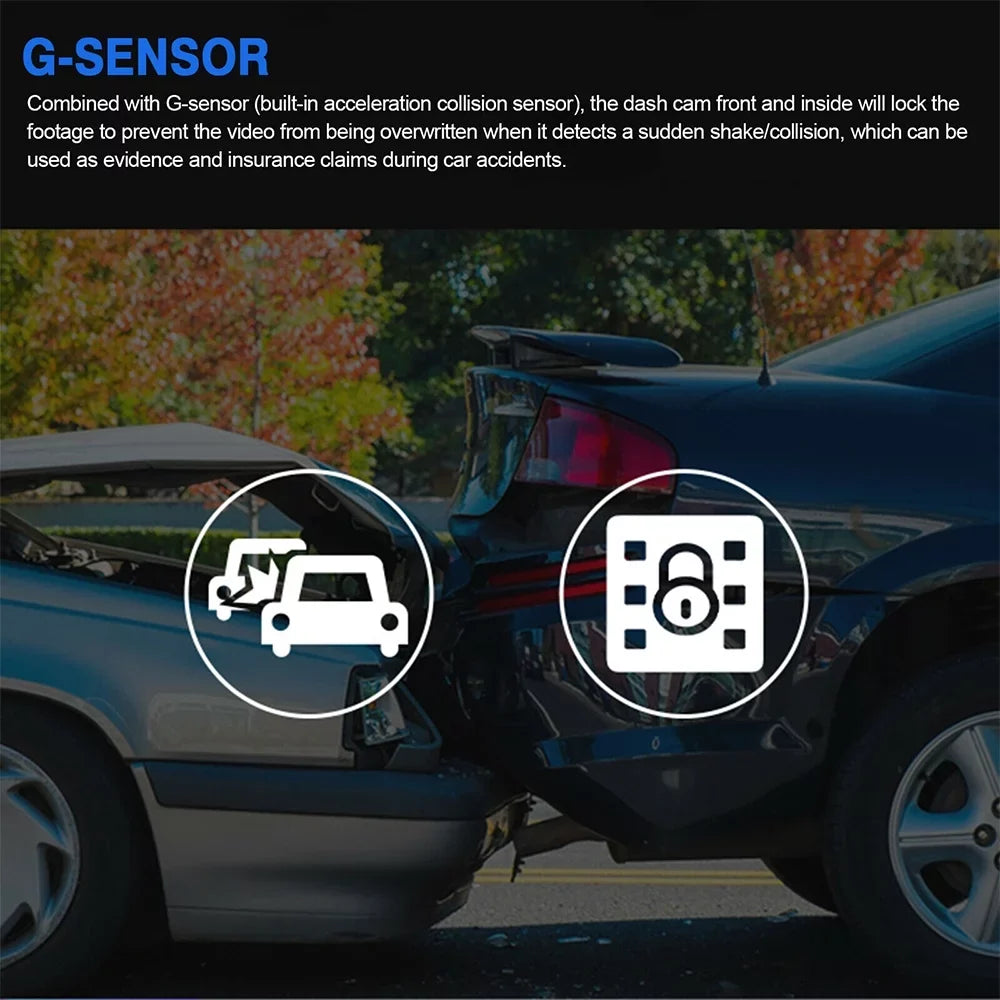 Camera Rear DVR Recorder Cam Video Front Car Dual Dash Lens 1080P and G-Sensor