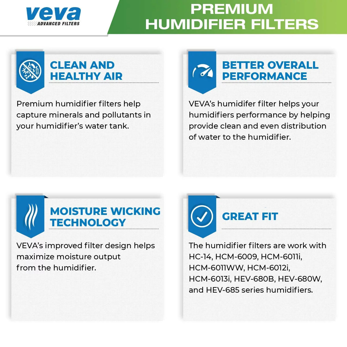 for Pack Filters VEVA Replacement Premium Humidifier 3 HW E Filter