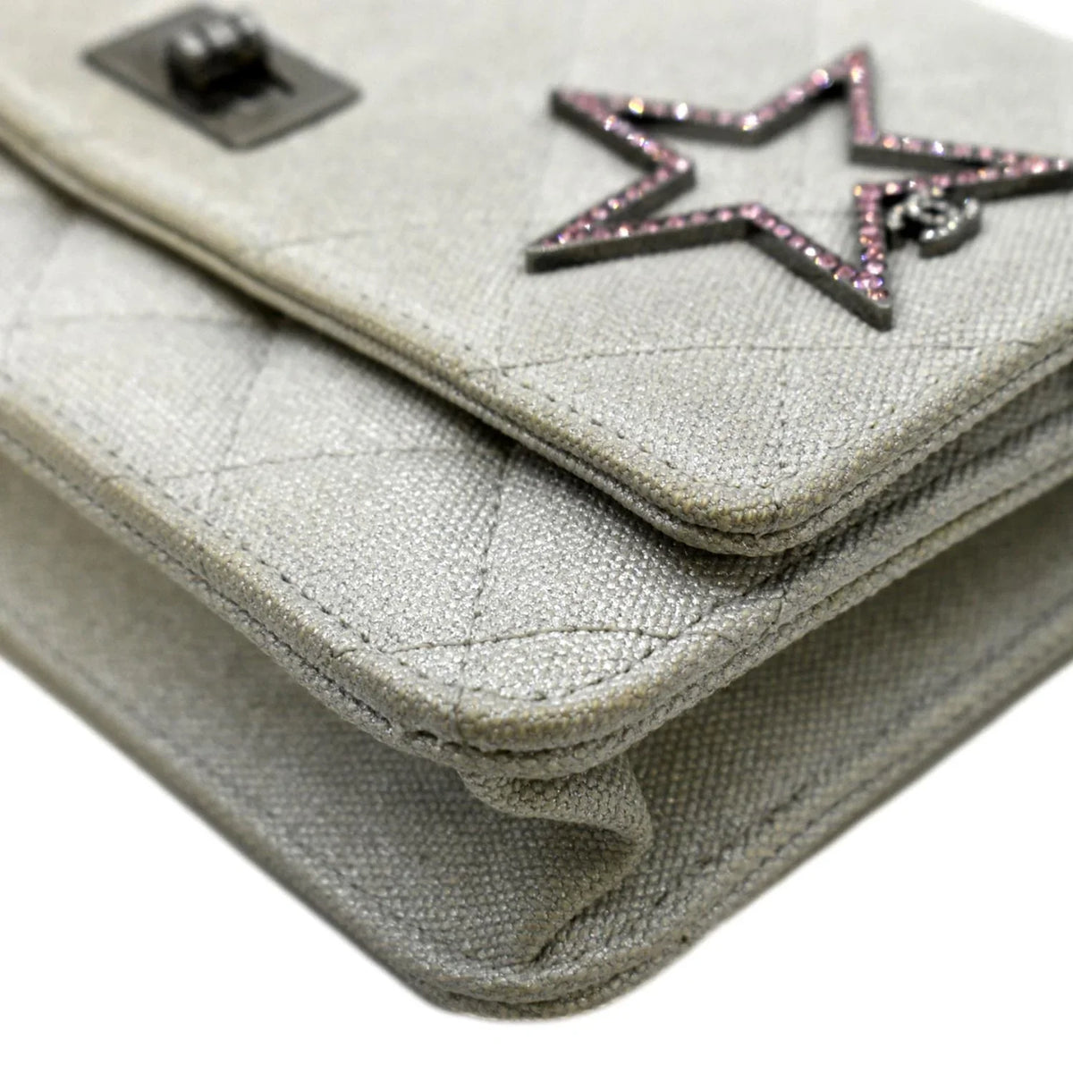 Light Canvas 2.55 CHANEL Grey Space Crossbody WOC Quilted Bag Reissue Pre-Owned Classic Charm