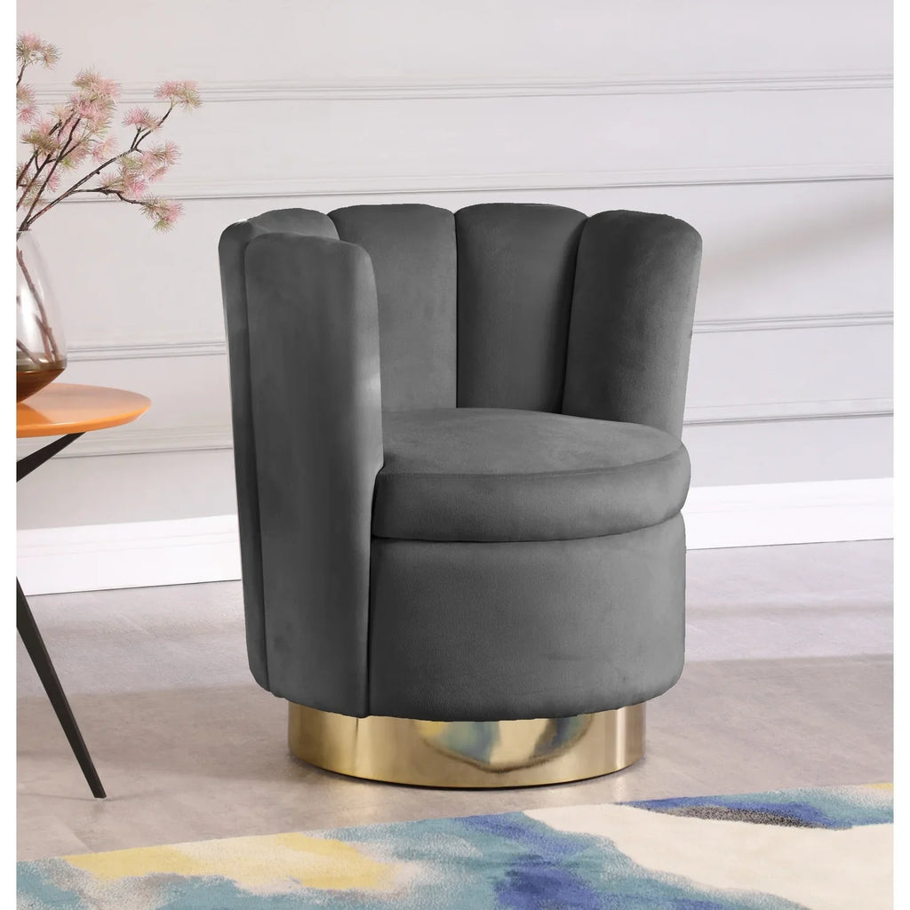 Serenity Velvet Base, Upholstered Seaside 30-inch Durable W 31-inch Steel x 27-inch Swivel with Gold Accent D Chair Homestock H x