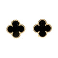 (Good) Pre-Owned Arpels K18YG Van Cleef Arpels Gold Cleef Van Onyx & Earrings Vintage Alhambra Yellow