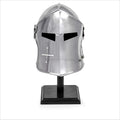 Crusader's Base Barbuta Medieval Costumes Knights Nagina On Props Black Armory For International Templar Wooden Steel Visored Brushed & | Helmet Helm Larpers