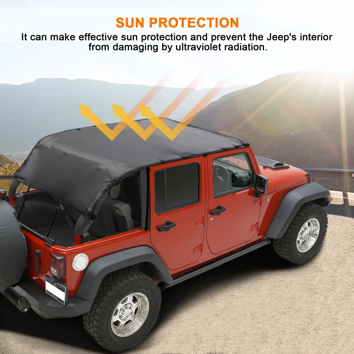 Soft Top Wrangler Top Roof 2-Door PU 2007-2017 JK Black Leather Top Extended Cover Anti-UV Jeep Bikini for