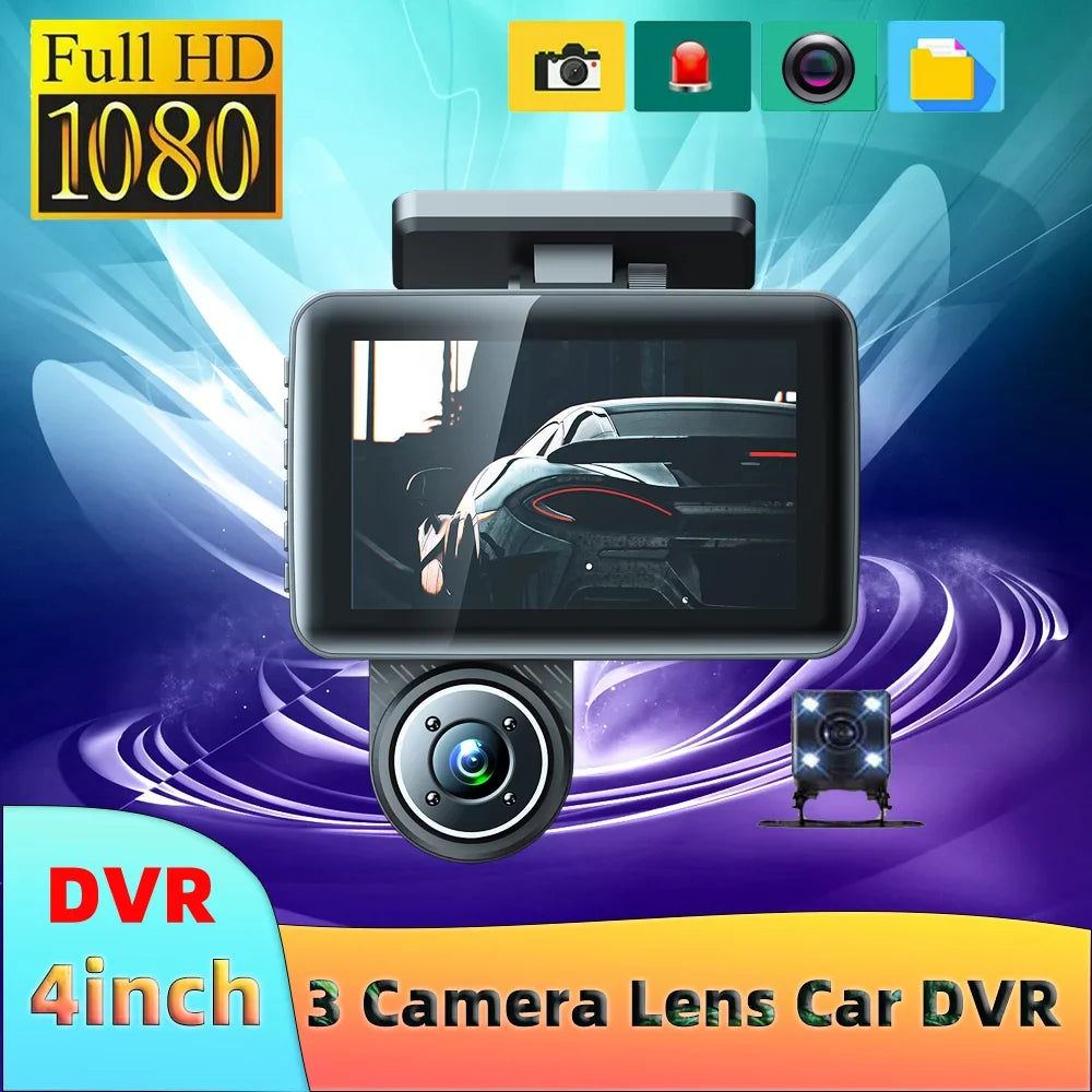 Clear Recorder Camera Cameras Mirror Rearview Shinysix 3 Car Video Car Safety Recorder Angle Recording Driving Dash Cam Camcorder 4in Wide Car Auto