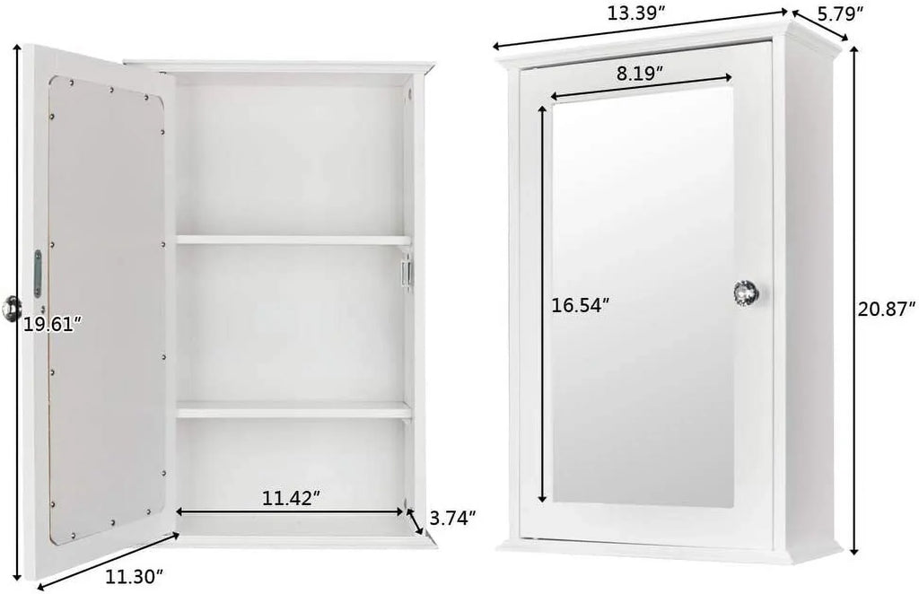 Mount Adjustable Cabinet Single 2 and Storage with Bathroom Medicine BSL Mirrored Organizer White Wall Shelves Door Cabinet