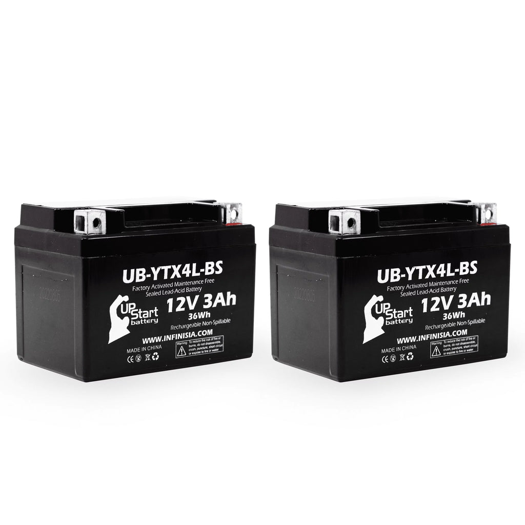 12V, DS90F, 2008 Free, UB-YTX4L-BS - (Can-Am) 2-Pack Maintenance 3Ah, Quest Activated, Battery Replacement ATV DS90, 90CC Bombardier Factory
