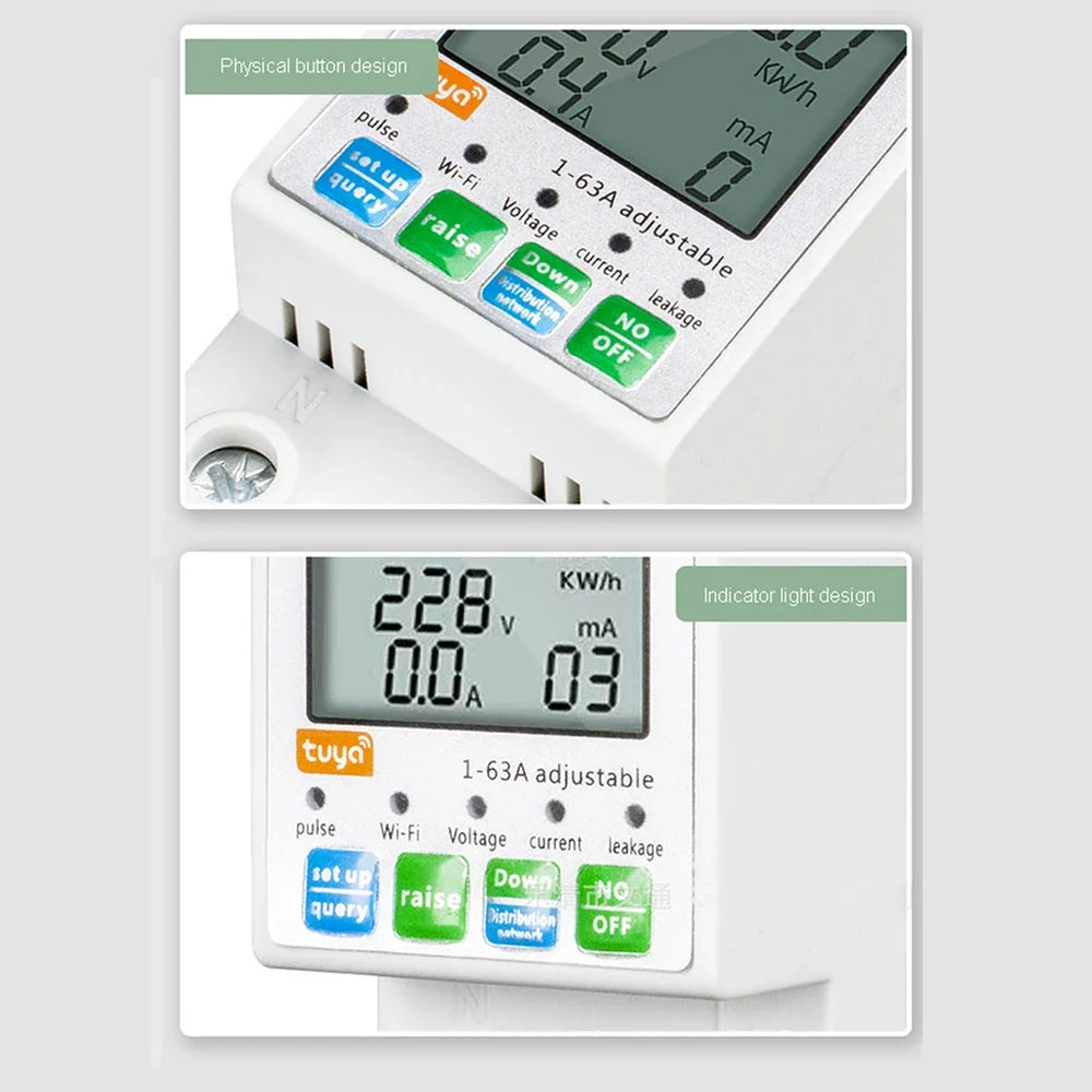 Rail Wattmeter Power Energy Din Home 220V 63A Alice Monitor WIFI Timer 110V Meter Google Meter Smart Alexa Life KWh Smart Xiaomi