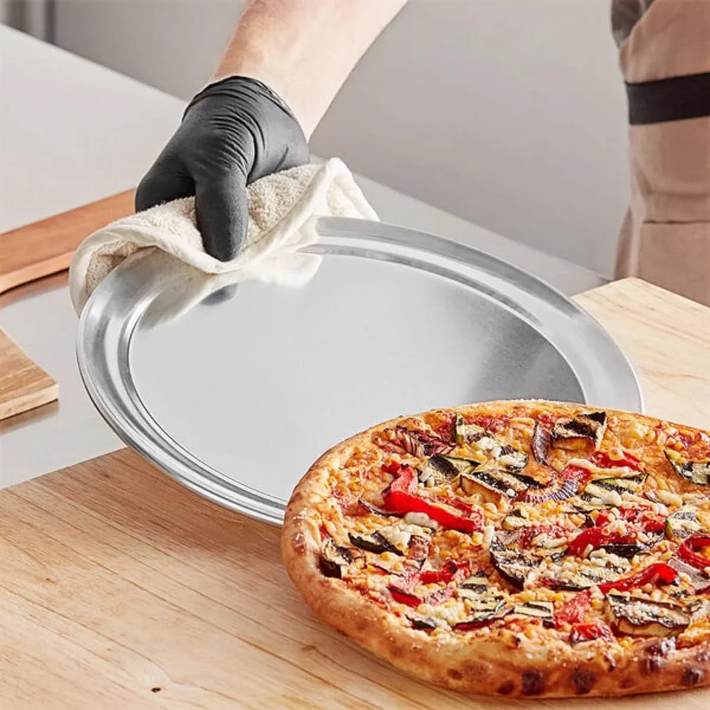 Baking Tray 3 Baking Pizza TrueCraftware- Tray Wide Pan for Set Tray Pizza 11” Kitchen of Round Pan Aluminum Round Home Pizza Tray Pizzeria Bakeware Restaurants & Rim-