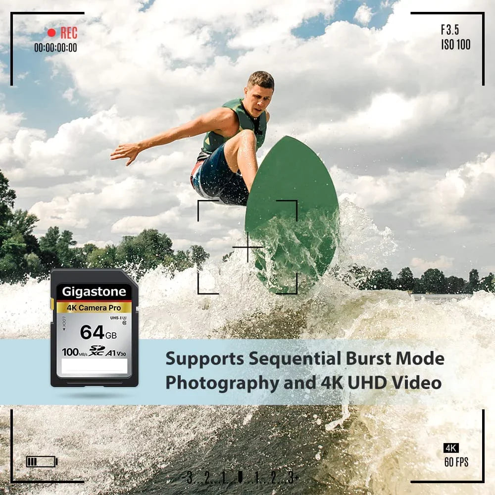Canon Nikon Kodak UHD 5-Pack Panasonic Sony SD Card Card High 5 Gigastone SDXC Digital Speed 4K V30 HD Ultra Camera, Compatible Cases-GS-SD-64GB-2-5PK-B 64GB with with Video Memory Olympus Pentax Mini