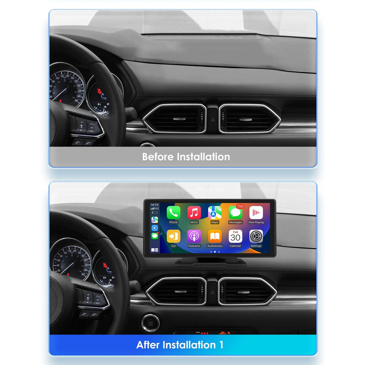 Player Adjustable 360° Apple Head Bluetooth Radio GPS Android Navigation Touchscreen 10.26" FM Link Carplay Stereo Car Auto Unit Mirror