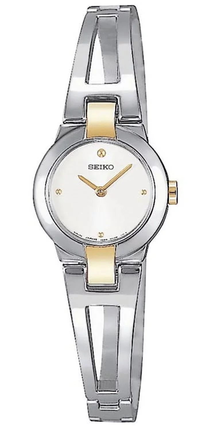 Seiko Two Women's Steel White 30m Stainless SUJ704 Bangle Dial Tone Watch