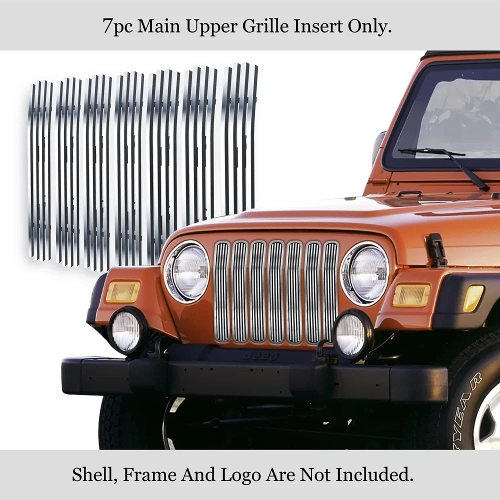 1997-2006 Model Upper Chrome Main Compatible with 8x6 Billet Premium N19-S09458J Chrome Stainless Jeep Wrangler Grille with APS Steel Shell