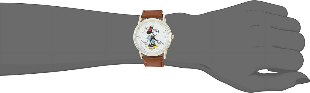 Alloy Brown Leather Strap, Disney Tone Watch, Mouse Cardiff Minnie Two W002770 Women's