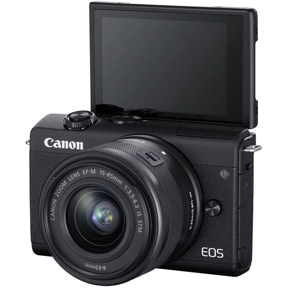 Tripod 15-45mm 64GB + M200 Strap Camera Case (Refurbished) Keeper Card EOS Digital Kit Reader Card + with Canon (Black) + Flex + (3699C009) + + + Hand Restored Memory + Lens Cap Cleaning Wallet Mirrorless Memory