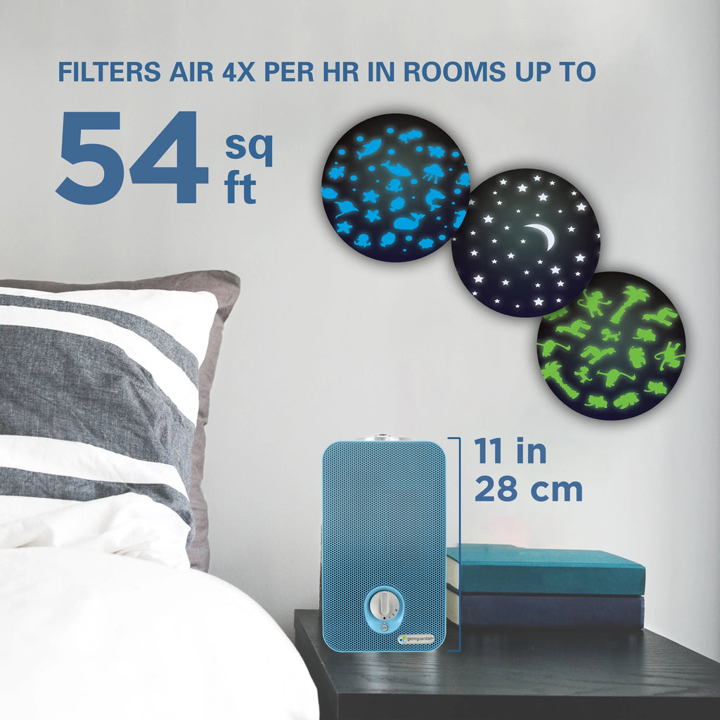 AC4150BLCA Purifier with ft., Air Filter, Light Projector, UV-C, HEPA Sq. GermGuardian 54 Night