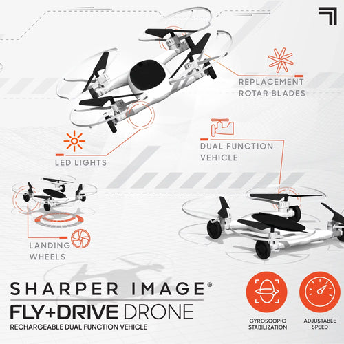 '+ Drive Rechargeable Max RC, Fly SHARPER IMAGE Control 215ft Long and Drone Function 5in 250ft Range Altitude, Dual