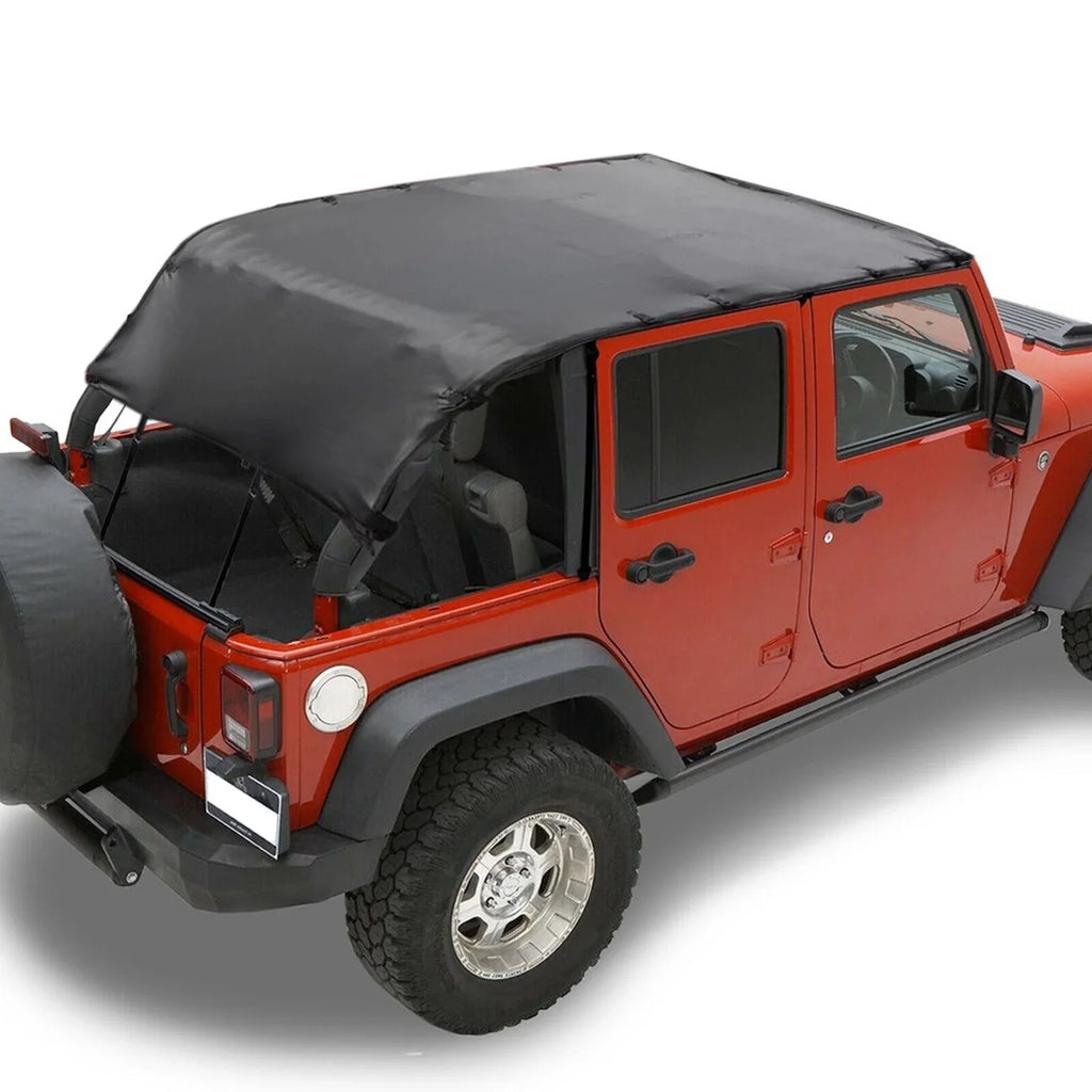 Soft Top Wrangler Top Roof 2-Door PU 2007-2017 JK Black Leather Top Extended Cover Anti-UV Jeep Bikini for