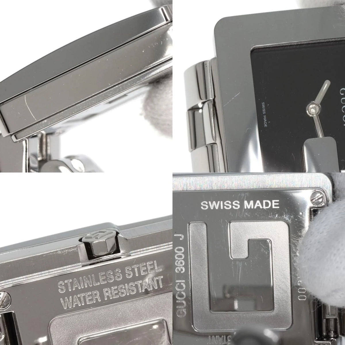GUCCI Boys G Watch Square Face 3600J Pre-Owned Steel/SS (Good) Stainless Gucci